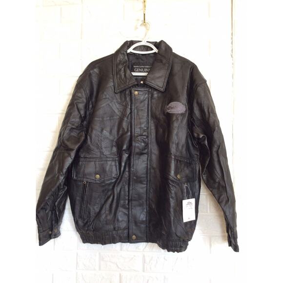 Vtg Closed 1987 Castaways Las Vegas Casino Patchwork Black Leather Coat Jacket L - Picture 8 of 8